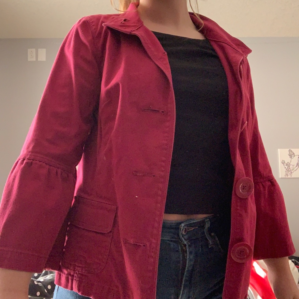Dark pink cargo coat